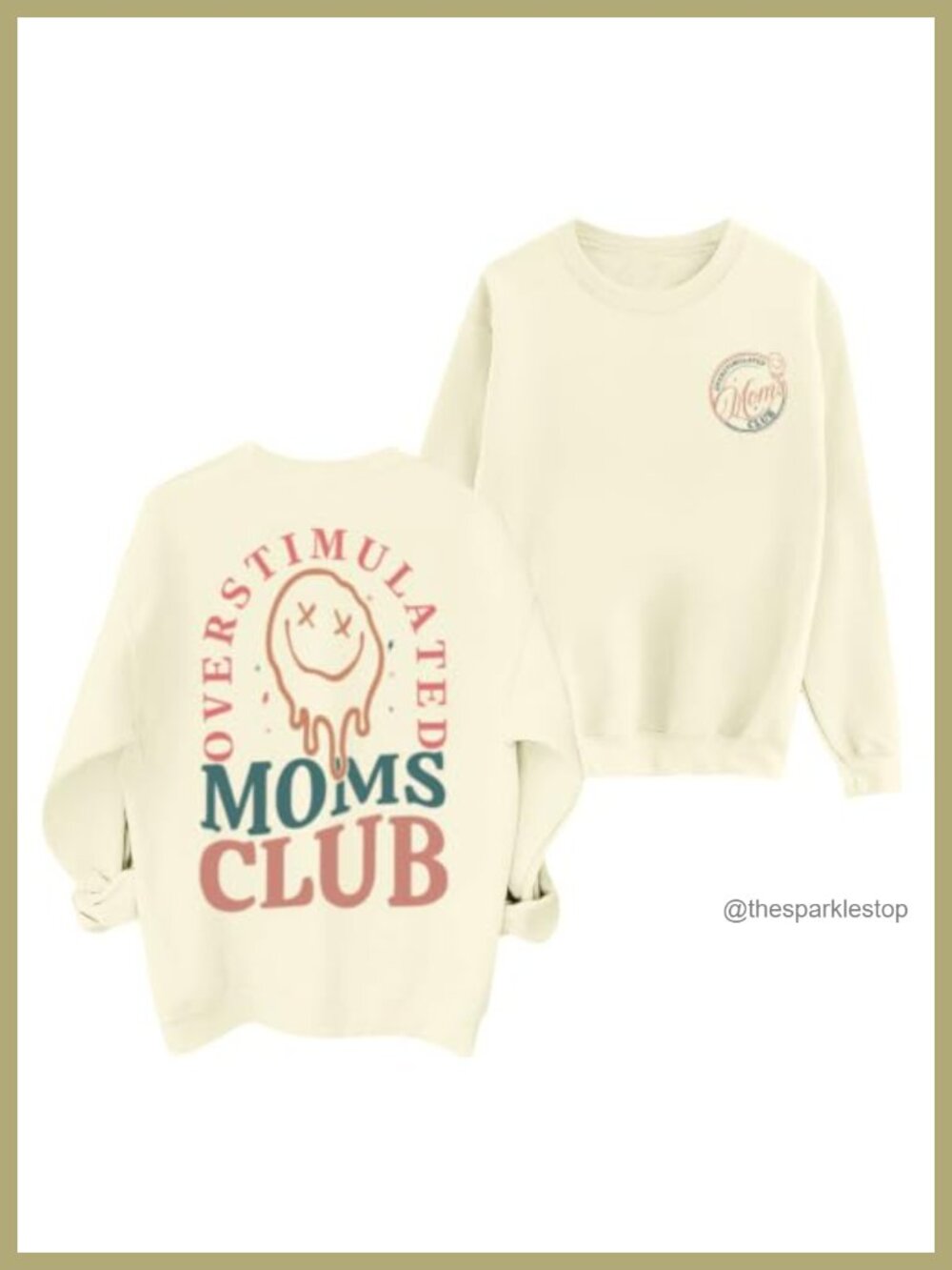 Oversized Mom Sweatshirt Cotton Blend Pullover Crew Neck Casual
